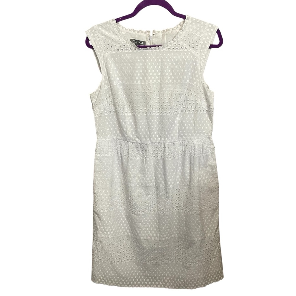 Roz & Ali Eyelet White Dress Size 10
